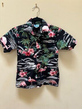 Made in Hawaii RJC Tropical Flamingo Hawaiian Shirt, made in USA, 100% cotton
